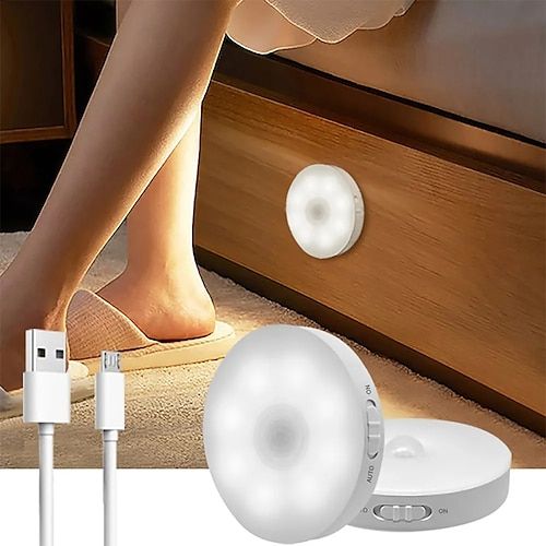 Wireless Motion Sensor LED Night Light – USB Rechargeable Automatic Wall Light for Bedroom, Stairs & Closet