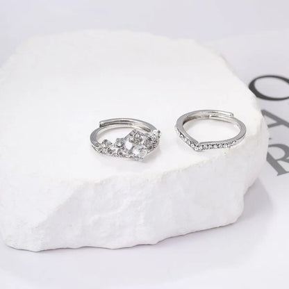 2pc Light Luxury Crown Ring For Women, 2-in-1 Detachable Niche Design Ins Trendy Stackable Diamond Ring, Gift For Girlfriend